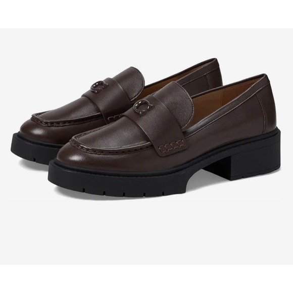 COACH Sz 6B Maple Brown Leah Patent Leather Platform Loafer - Picture 3 of 8